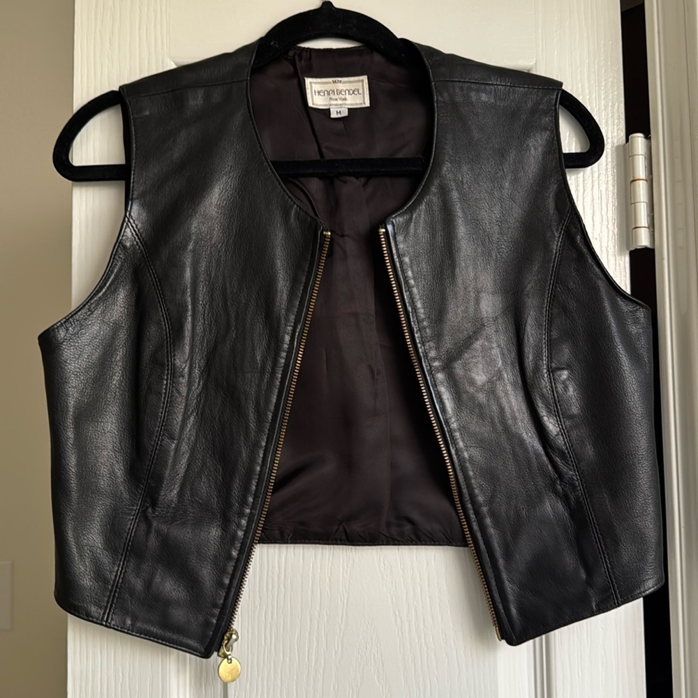 Henri Bendel Vintage Leather Cropped Vest